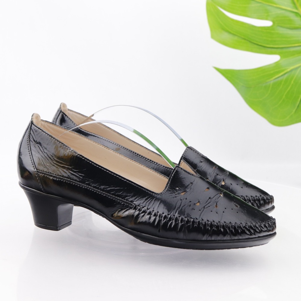 SAS Shoes Womens Sonyo Pump Loafers Size 9 N Black Patent Low Heel Comfort USA